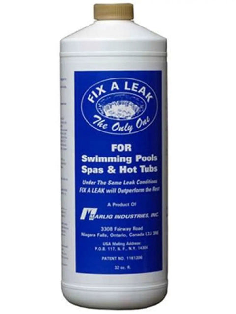 Leak Sealer For Pools Spas And Hot Tubs, 32 Oz White, Easy DIY Fix Through Skimmer Or Main Drain bottle front view