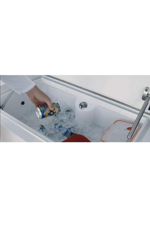 Built Like A Tank For Serious Heavy Duty Shop Jobs This Premium 34 Inch Gas Spring Strut Delivers Slick 75 Pound Shock Absorbing Force In Rustproof Marine Steel in a cooler with ice and cans.