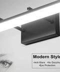 Slim Black Vanity Light For Bathroom Over Mirror With Adjustable Rotatable LED Fixture 19.7 Inch Bar 5500K Daylight Energy Saving