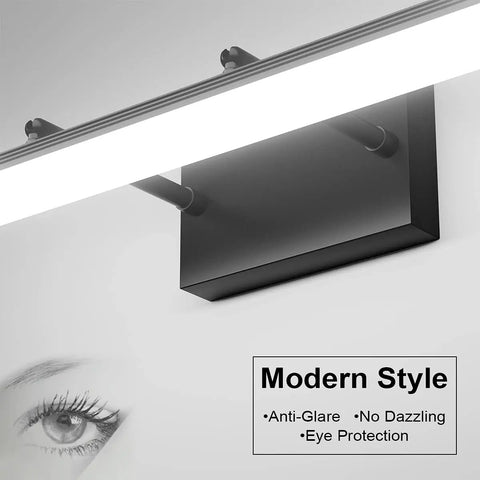 Slim Black Vanity Light For Bathroom Over Mirror With Adjustable Rotatable LED Fixture 19.7 Inch Bar 5500K Daylight Energy Saving