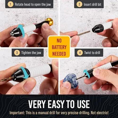 Manual Craft Drill Set With Sharp HSS Micro Bits For Jewelry Making And Miniature Projects, pin vise hand drill in use
