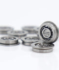 Top Shelf 10 Pack MF93 Flanged Bearings Featuring ABEC 3 Grade Precision, showing chrome steel mini ball bearings.