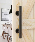 12 Inch Sliding Barn Door Handles And Pulls Double Sided Hardware Set Flat Bottom Plate Design Rustic Black Aluminum Construction