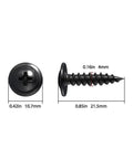 Boss Grade Black Truss Head Wood Screws 300 Pack Size 8 X 3 4 Inch Carbon Steel Self Tapping Fasteners with dimensions displayed.
