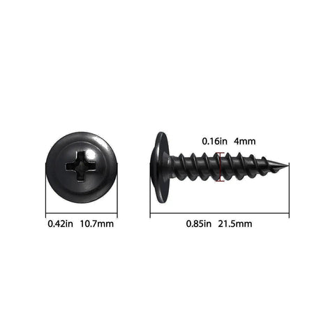 Boss Grade Black Truss Head Wood Screws 300 Pack Size 8 X 3 4 Inch Carbon Steel Self Tapping Fasteners with dimensions displayed.