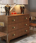 Retro Antique Brass Zinc Alloy Cabinet Knob With Backplate Single Hole Center 6 Pack installed on wooden dresser