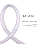 Clear PVC Tubing 1 Inch ID And 1 1/4 Inch OD 25 Feet Flexible Vinyl Hose, highlighted features include non-toxic and flexible.