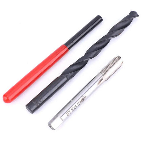 Stainless Steel M8x1 Thread Repair Kit 20 Pcs For Damaged Threads Heavy Duty Thread Inserts For Metal And Plastic Easy Install Pro Grade Repair For Stripped Threads, drill and tap set