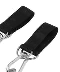 Nylon And Stainless Steel Pull Up Handles With TPR Rubber Coated Anti Slip Grips For Gym Equipment, black loops and carabiners visible