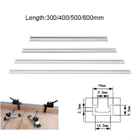 Heavy Duty Aluminum Alloy T Track Insert For Miter Jig Guide With Precision T Slot Design, 400mm long, securing woodworking projects.