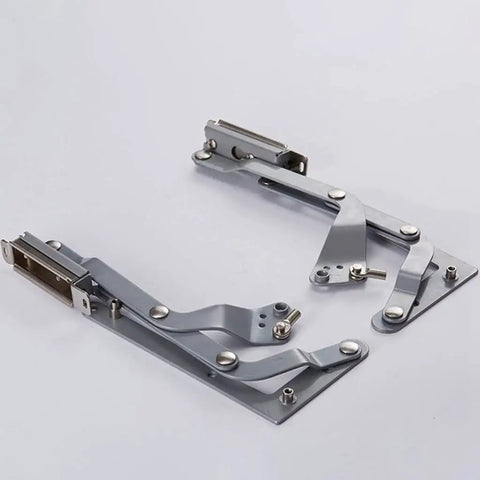 Vertical Lift Operated Hinge Set for Overhead Cabinets, steel, showing silent upward slide mechanism.