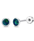 Implant Grade G23 Titanium Opal Earrings Screwback Studs boasting a 5 MM sharp centerpiece and reliable 20 gauge posts, green opal.