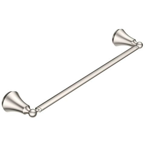 Wynford 24 Inch Single Towel Bar In Brushed Nickel Finish, durable and sleek design for bathrooms and kitchens, easy install hardware