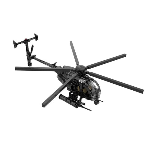 Dope Little Bird MH6 Helicopter Model Kit for Adults and Hobbyists, 595 Piece Military Helicopter Building Blocks Set side view