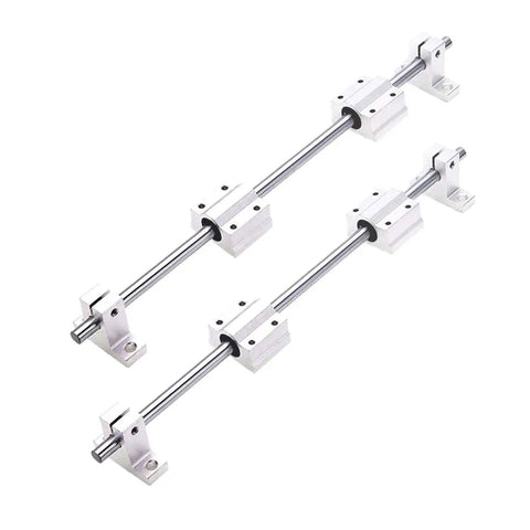 2 Piece 8mm By 300mm Linear Motion Rod Guide Kit With 4 Ball Bearings, 4 Aluminum Rail Supports, And 2 Steel Shafts for DIY projects
