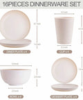 Durable Wheat Straw Dinnerware Set For Four 16 Piece Unbreakable Plastic Plates And Bowls Microwave Safe Kitchen Camping Dishes