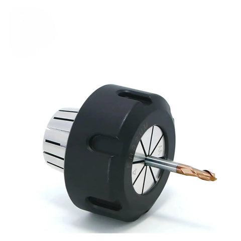 Solid ER11 Spring Collet For CNC Routing Fits 1-8mm Tools, black with metal grip, for secure milling and engraving.