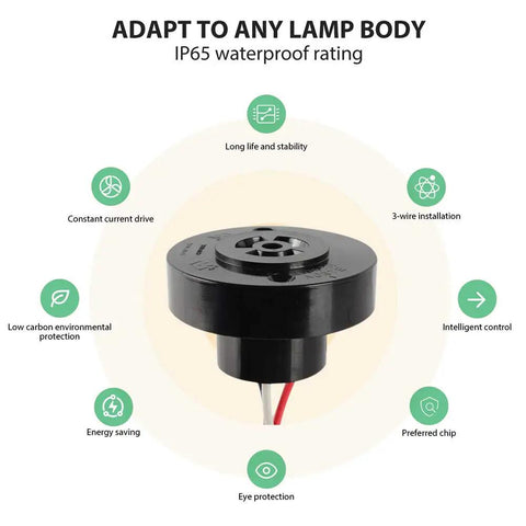 One Pack Photocell Light Sensor Receptacle With Locking Twist Lock Base for Outdoor Street and Garden Lighting, Weatherproof IP65