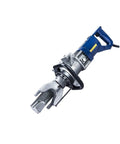 Portable Electric Rebar Cutter And Bender Machine RB16 showcasing the hydraulic cutter with durable steel jaws for metal work.