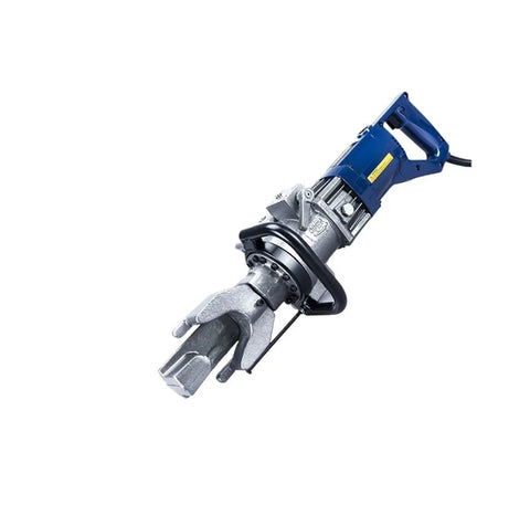Compact Portable Electric Hydraulic Rebar Bender For Smooth, Precise Steel Bar Bending With Pre Set Guide Wheel viewed from the side.