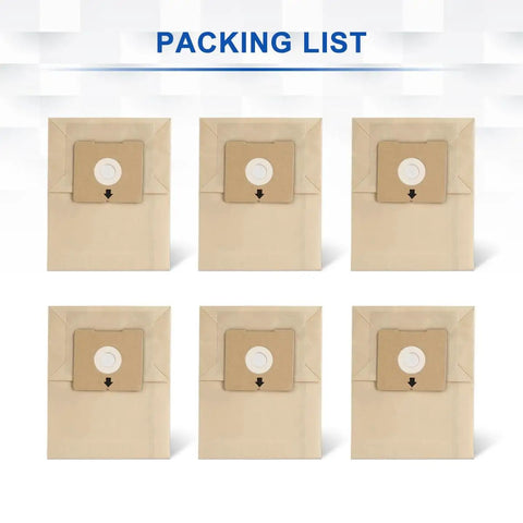 Six Pack Vacuum Bags That Fit Bissell Zing Canisters 4122 4122D 1668 1668C 1668W 2154A 2154C 2154W 1608 And PowerForce Plus Replacement Part 2138425 With Self Sealing Ring For Easy Emptying arranged in two rows