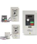 2.2KW 110V Inverter VFD Variable Frequency Drive 0-1000Hz, front view showing control panel and wiring setup for motors