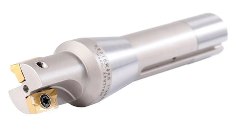 1 Inch 90 Degree R8 Shank Indexable End Mill With 2 Flutes And Pre Installed APKT1604 Carbide Inserts For Metalworking 7/16-20 Threading Compatibility Durable Forged Steel Milling Cutter