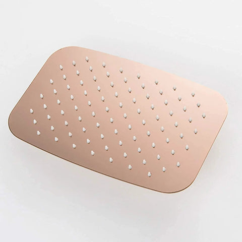 Top Shelf Wall Mounted Rain Shower Combo Set With Smooth Handheld Sprayer And Bathtub Faucet Featuring Sleek Rose Gold And Matte Black Finish For A No Sweat Bathroom Upgrade. Rose gold shower mat with drainage holes.