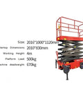 Heavy Duty Fully Automatic Electric Scissor Lift Table Mobile Hydraulic Platform Four Meter Rise dimensions with specs and details