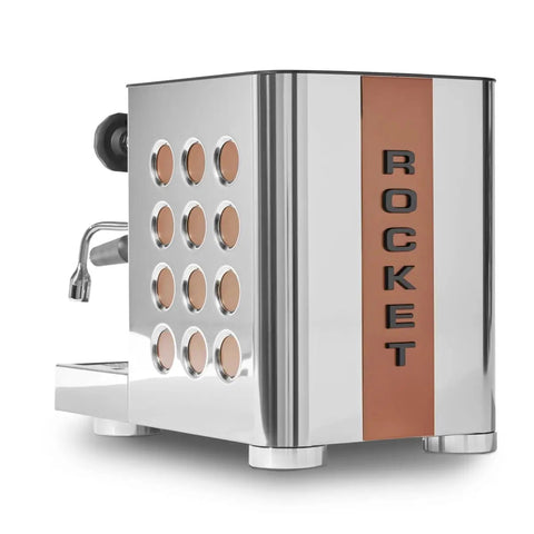 Sleek Copper-Chrome Espresso Machine from the Espresso Bundle crafted for smooth extractions and effortless daily coffee vibes.