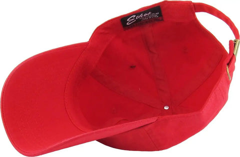 Inside view of Red Unisex Adjustable Cotton Baseball Cap With Polo Style And Low Profile Fit Classic Dad Hat with metal buckle