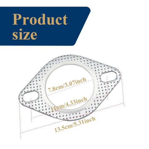 WINUERK car exhaust gasket, 3-inch two-bolt flange with circular bore, reinforced high-temperature metal construction