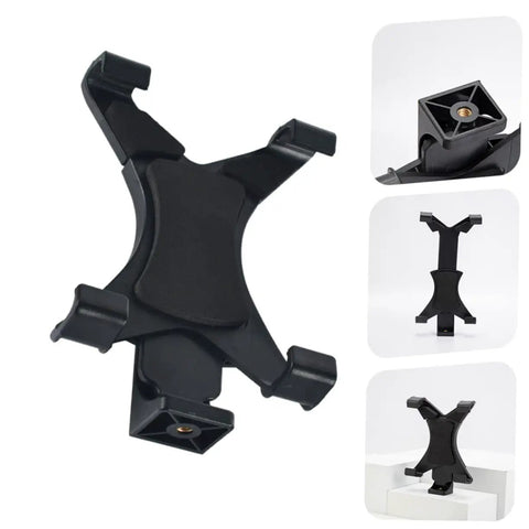 Tablet Screen Fixation Clip Car Phone Holder Quick Install Flat Chuck Mount for Home and Store, durable plastic, black, different views