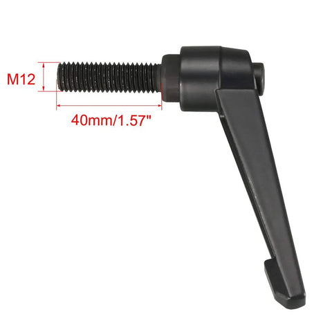 Straight Up Heavy Duty M12 X 40mm Quick Release Clamping Lever Handle with black finish and threaded stud detail.
