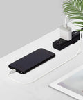 Wall Mountable Power Strip With Three Grounded Outlets And Braided Ten Inch Cord Black Travel Friendly Compact Extension No Surge Protector ETL Listed 13A 125V 1625W For Home Office And On The Go on desk