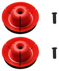 No Hassle 2 Set Grease Gun Plunger Screw Kit 44 70 0375 For 20 Oz Sausage Barrels Quick Swap Installation featuring two red plastic plungers.
