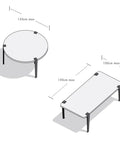 Slick Clamp On Adjustable Table Legs, 37 Inch black iron feet shown under round and rectangular tabletops with max dimensions.