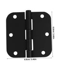 Door hinge front view; black rounded-corner iron, heavy-duty, 8.8 cm wide.
