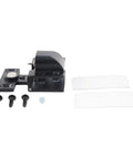 Boss Level Stainless Steel Hydraulic Glass Door Hinge Offering No Hassle U Shape Clip Installation And Smooth Operator Soft Close Action For Frameless Doors In Sleek Black with screws and installation accessories.