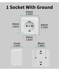 Heavy Duty White Wall Outlet Socket With Ground Wire Switch 16A 220V EU Standard 2 Gang 1 Way showing dimensions and installation view.