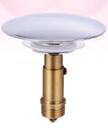 Bathtub Plug Drain Hole Water Stopper with Brass Spring Core, round chrome top, brass body, ideal for bathtub or sink.