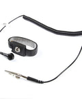Anti Static ESD Adjustable Metal Wrist Strap With 8 Foot Coiled Cord Heavy Duty Grounding Wristband For Electronics Assembly Work Durable Anti Static Bracelet Personal Safety Protector Black on white background.