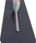 Fully Rounded Concrete Finishing Trowel With Blue Steel Blade And Wood Handle, top view, 24 By 5, Durable Hardened Spring Steel