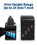 Heavy Duty Handheld Industrial Inkjet Printer To Handle Hella Wide Format Coding On Just About Any Surface With A Killer Four Inch Print Height For Dead Simple Batch Codes Barcodes And Serious Variable Data Magic with print height scale.