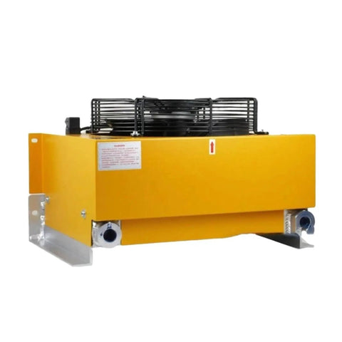 Front view of Beefy Industrial Air Cooling Unit With Hydraulic Oil Cooler Radiator AH1417T DC24V for heavy duty equipment
