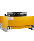 Industrial Fan Air Cooler AH1417 for Hydraulic Stations, yellow unit with fan and exhaust ports, side view