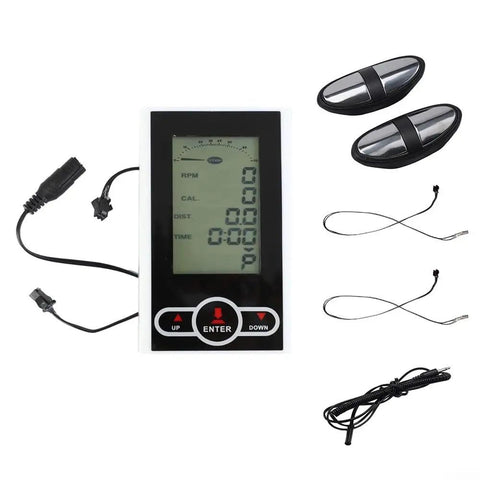 Replacement Exercise Bike Monitor Speedometer For Stationary Bikes And Ellipticals, Durable Plastic Display, HR sensors, cables