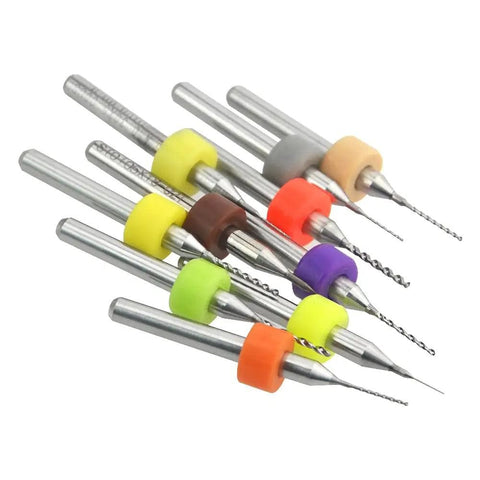 20 Pcs Tungsten Carbide Micro Drill Bits Set For PCB Work Shanks 0.1mm To 1.0mm (2 Each) in various colors with symmetrical edges