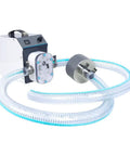 Straight Shooter Honey Filter Transfer Pump Featuring Durable 80 Mesh Stainless Screen For Zero Drama Beekeeping And Smooth Hauling Of Viscous Syrups And Paste, equipped with flexible tubing.