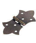 Antique Bronze Flower Hinges Set, 2 Pack Iron Cabinet And Door Hinges With 6 Holes, DIY Furniture Hardware